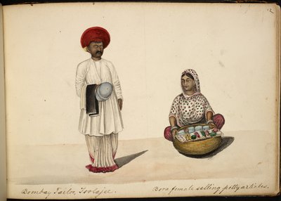 Sastre de Bombay; vendedora ambulante Bohori de Indian School