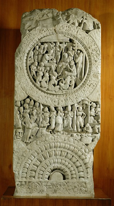 Escultura que representa una historia de los Jatakas, Amaravati de Indian School