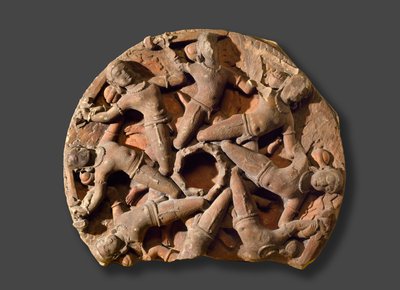 Rondel de techo con ocho guerreros armados entrelazados, Rajasthan del Sur de Indian School