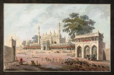 Mezquita de Chandni Chowk y Munny Begum, Murshidabad, c.1795 (acuarela sobre papel) de Indian School