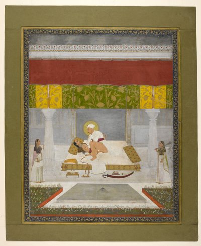 Chitarman II (Kalyan Das), Muhammad Shah haciendo el amor, c.1735 (gouache sobre papel) de Indian School