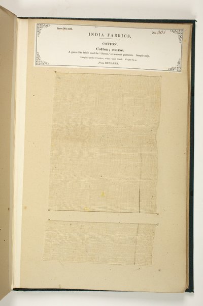Algodón Burdo, Benarés, de La Colección de los Fabricantes de Textiles de la India, por John Forbes Watson, publicado en 1866 de Indian School