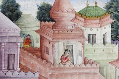 (detalle) Krishna parte al demonio Narakasura con su disco de Indian School