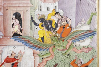 (detalle) Krishna parte al demonio Narakasura con su disco de Indian School