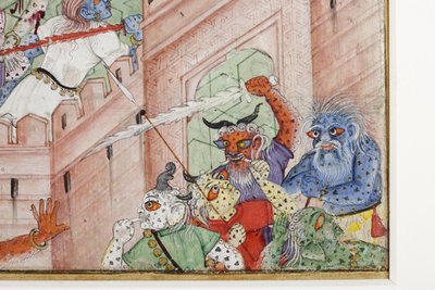 (detalle) Krishna parte al demonio Narakasura con su disco de Indian School