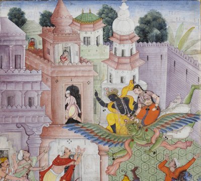 (detalle) Krishna parte al demonio Narakasura con su disco de Indian School