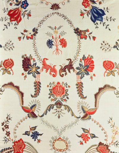 Detalle de tela bordada, hecha para el mercado europeo, c.1725-50 de Indian School