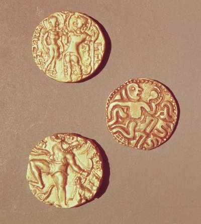 Dinares de Kumargupta I (425-454) Chandragupta I (320-335) y Sri Rajray (oro) de Indian School