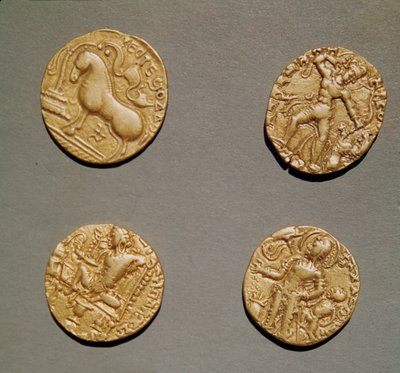 Dinares de Samudragupta (335-375) Kumaragupta I (415-454) y Chandragupta I (320-335) (oro) de Indian School