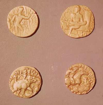 Dinares de Samudragupta (335-375) y Kumargupta I (415-454) (oro) de Indian School