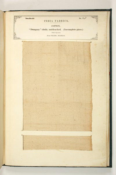Tela Dungary, Salem, Madrás, de La Colección de los Fabricantes de Textiles de la India, por John Forbes Watson, publicado en 1866 de Indian School