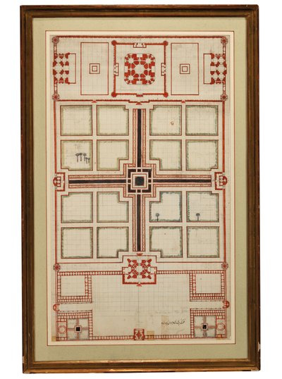 Primer plano esquemático de los jardines del Taj Mahal, Agra, Norte de India, c.1805 de Indian School