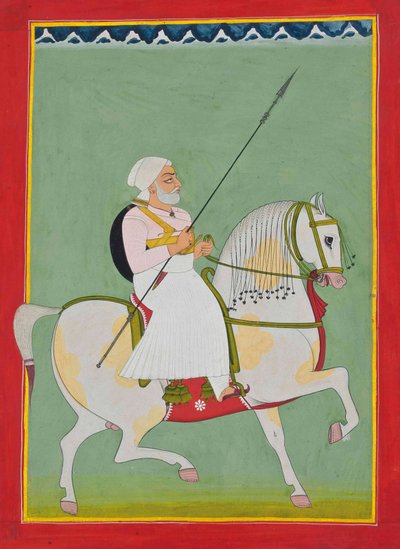 Retrato ecuestre de Durgadas Rathore, c.1800 de Indian School