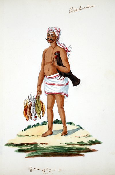 Granjero con gallinas de Indian School