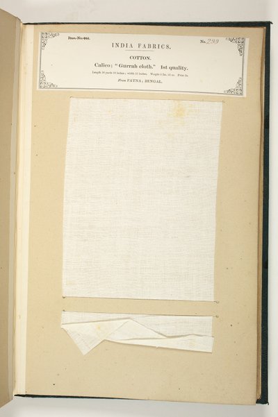 Tela Gurrah, Patna, Bengala, de La Colección de los Fabricantes de Textiles de la India, por John Forbes Watson, publicado en 1866 de Indian School