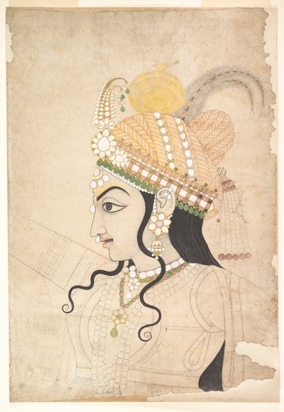 Cabeza de Krishna: boceto para un mural del Raslila, c.1800 de Indian School