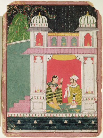 Heroína y su amante en un pabellón, c.1640-50 de Indian School