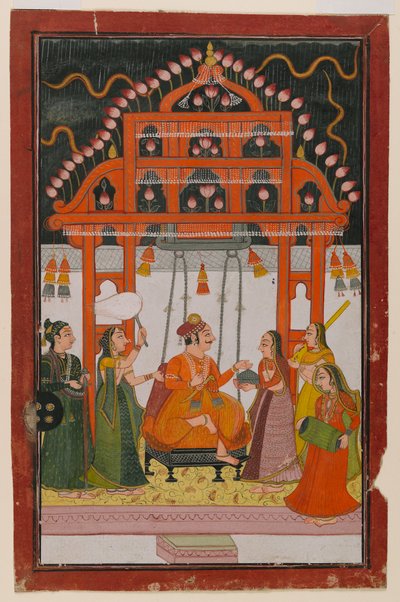 Hindola Raga, página de una serie Ragamala dispersa, c.1830 de Indian School