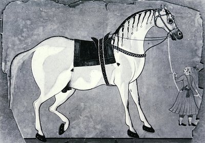 Caballo y mozo de cuadra del establo del emperador, c.1660 de Indian School