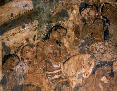 ARTE INDIO: Fresco de la cueva budista nº 19. Siglo II a.C. (fresco) de Indian School