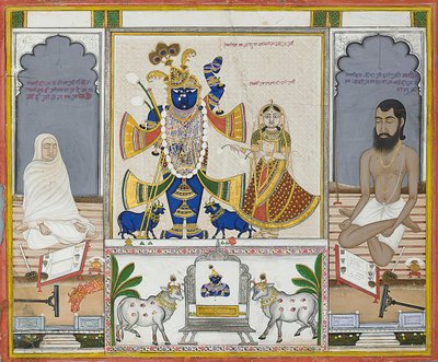 Ilustración para un manuscrito sobre el culto a Srinathji, Rajasthan, principios del siglo XIX de Indian School