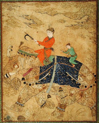 Un príncipe monta un elefante, c.1600 de Indian School
