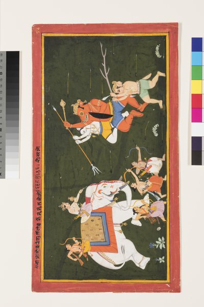 Indra lucha contra el demonio Vritrasura, 1680-1700 de Indian School