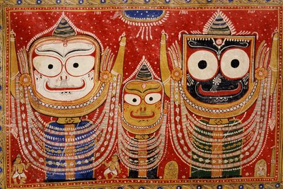 Jagannath, pintado en la pared de una casa de Indian School