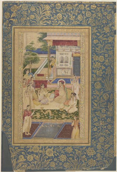 Jahangir y el príncipe Khurram entretenidos por Nur Jahan, c.1640-50 de Indian School