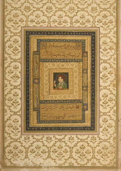 Jahangir sosteniendo una imagen de la Madonna, inscrito en persa: Jahangir Shah, Moghul, 1620 de Indian School