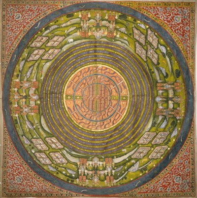 Diagrama jainista del universo (Jambudvipa) (gouache sobre tela de algodón) de Indian School