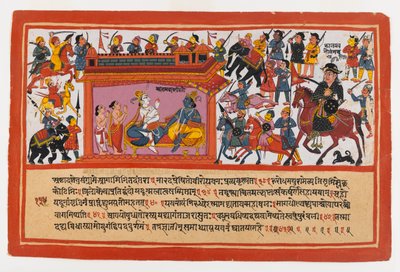 Kalayavana Rodea Mathura, página de una Serie Dispersa del Bhagavata Purana de Indian School