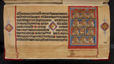 Folio manuscrito del Kalpasutra con Ganadharas de Indian School