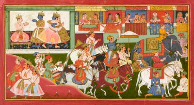 Krishna se despide, folio de un Bhagavata Purana, ca.1680-1690 de Indian School