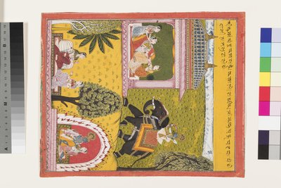Krishna viene a la enferma de amor Radha, c.1700 de Indian School