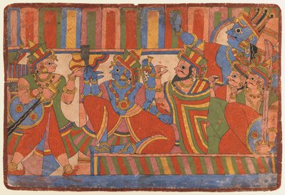 Krishna aconseja a los líderes Pandava, c.1830-50 de Indian School