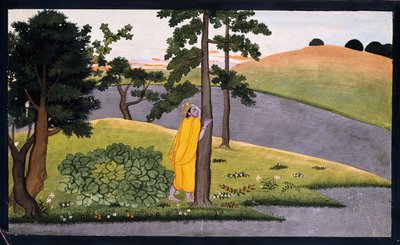 Krishna apoyado en un árbol, esperando a Radha, c.1780 de Indian School