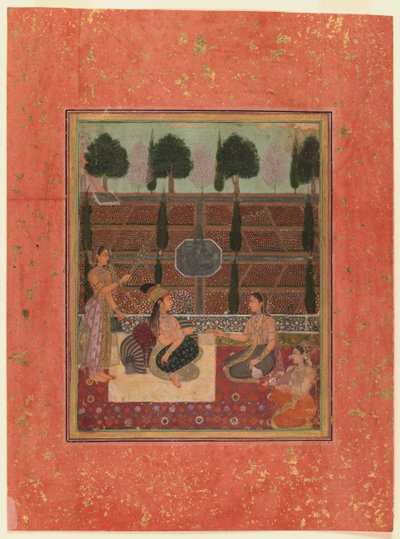 Damas en una terraza, estilo mogol, c.1700-10 de Indian School