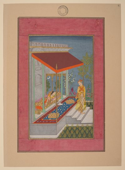 Lalita Ragini, India, Hyderabad, hacia 1760; Álbum Johnson 37, nº 8 (tinta, colores y oro sobre papel) de Indian School