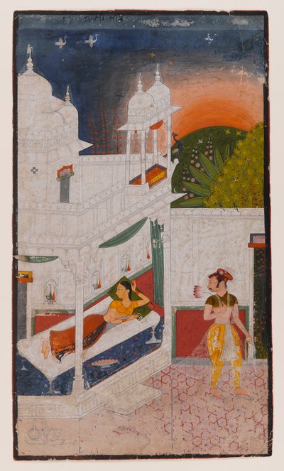 Lalita Ragini, Página de una Serie Dispersa de Ragamala, c.1640 de Indian School