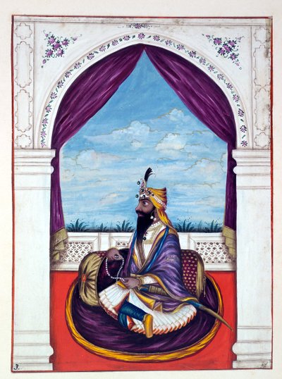 Maharajá Karak Singh, del Reino del Punjab, sus gobernantes y jefes, volumen I, un volumen de 27 estudios en acuarela por un artista indio no identificado, c.1840 de Indian School