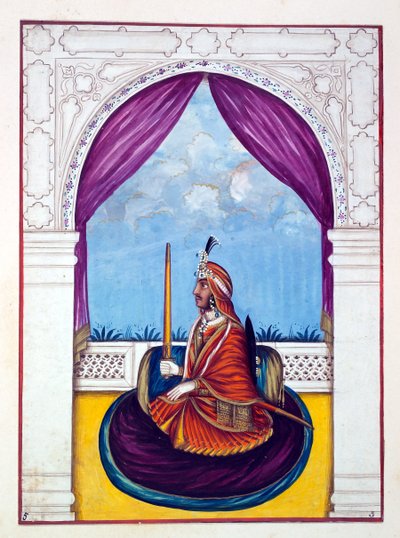 Maharajá Nao Nihal Singh, del Reino del Punjab, sus gobernantes y jefes, volumen I, un volumen de 27 estudios en acuarela por un artista indio no identificado, c.1840 de Indian School