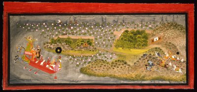 Maharana Jagat Singh II cazando halcones y jabalíes, c.1740 de Indian School