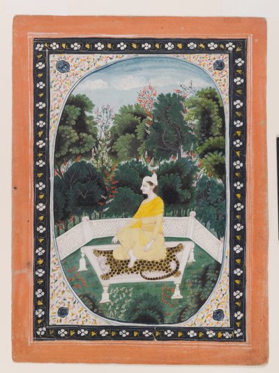 Hombre meditando en un jardín, c.1820-40 de Indian School