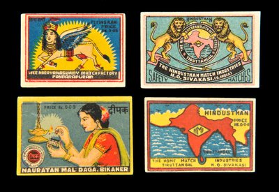 Etiquetas de cajas de fósforos de Indian School