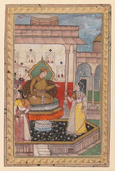 Pintura en miniatura, Escena de la Corte, finales del siglo XVI de Indian School