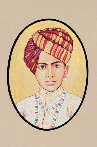 Pintura en miniatura del Maharajá Jai Singh Alwar de Indian School
