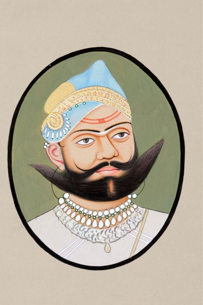 Pintura en miniatura del Maharajá Sajjan Singh 1874 de Indian School
