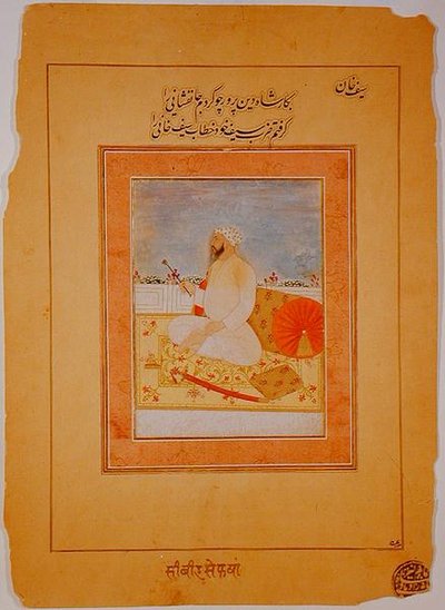 Miniatura de Saif Khan, gobernador de Agra, indio, c.1670-80 de Indian School