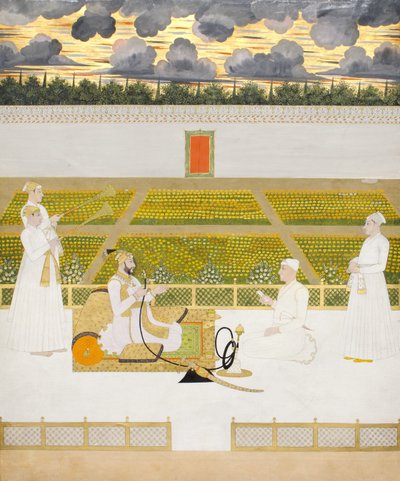 Mir Jaffar, Nawab de Murshidabad, con un cortesano y asistentes de Indian School
